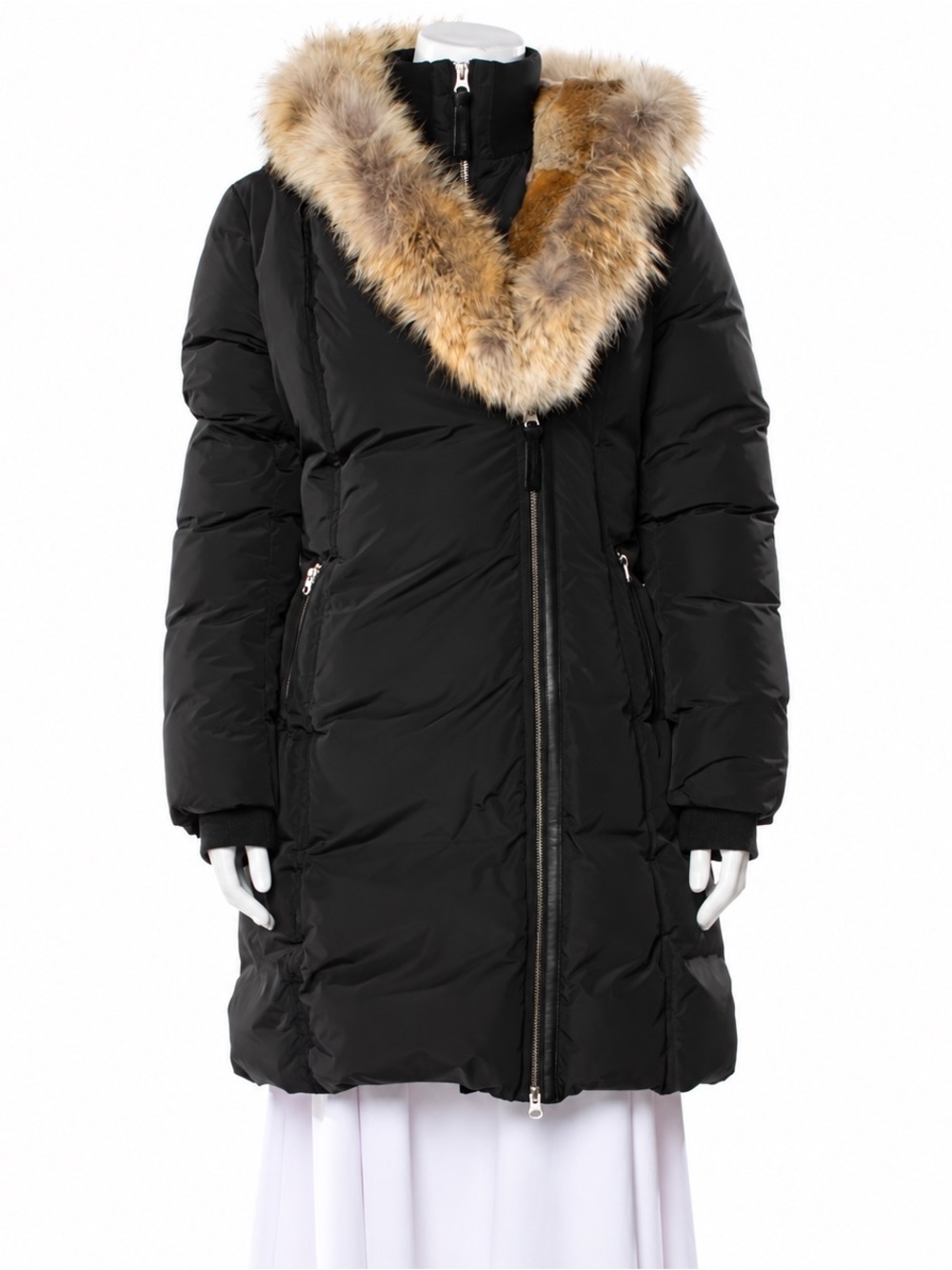 Mackage Black Puffer Coat with Fur Trim